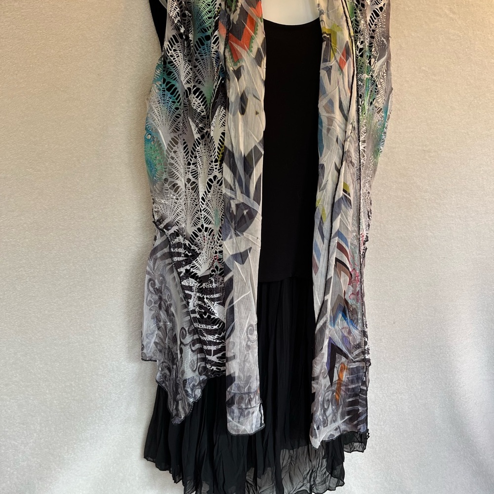 Colorful Patterned Sheer Sleeveless Cover
